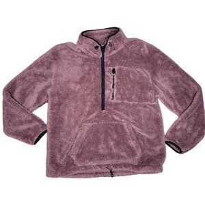 Victoria’s Secret Pink women’s mauve faux fur half zip pullover fleece jacket M